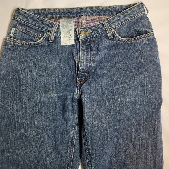 Carhartt Relaxed Fit Plaid Blanket Flannel Lined Jeans sz 6/30 - Picture 5 of 9